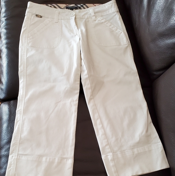 Burberry Women White Cropped/Capri Pants Size 4. - Picture 1 of 16